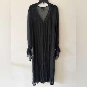 Express Vintage Black Long Sleeve Duster Blouse